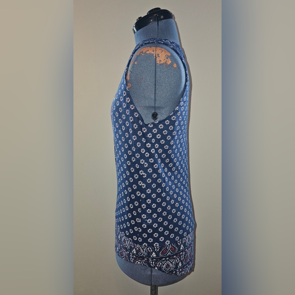 LUCKY BRAND Navy Blue Flowy Pattern Tank Top - Picture 2 of 9
